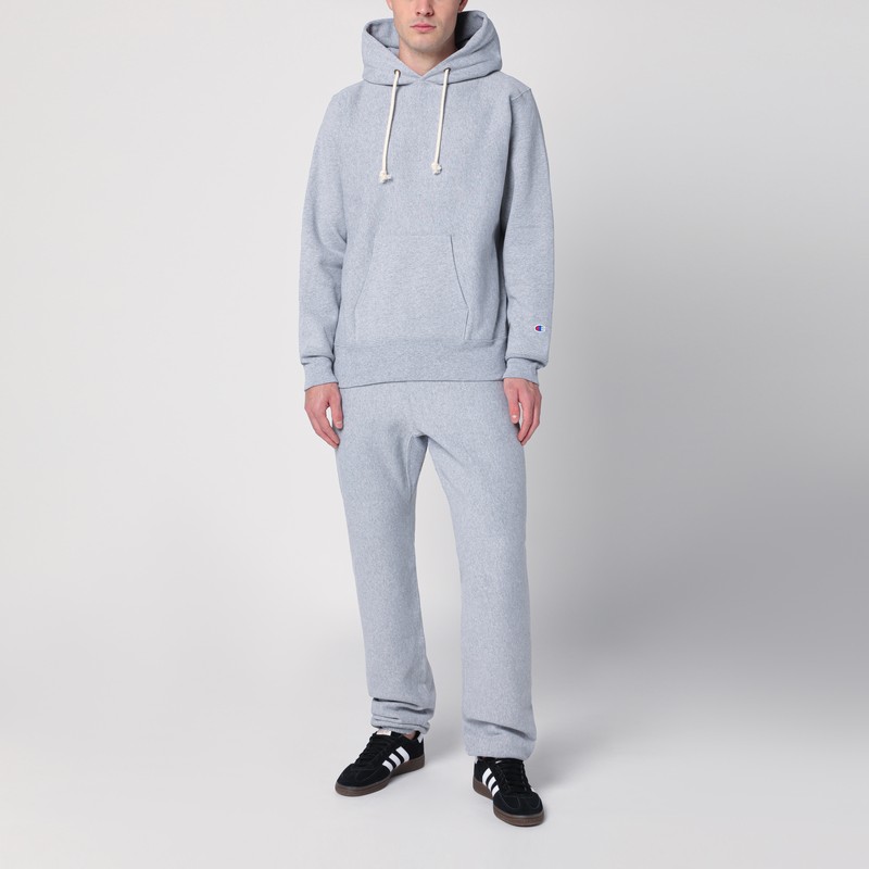 Champion Light Grey Cotton Hoodie In Blue