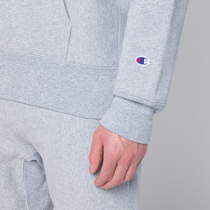 Champion Light Grey Cotton Hoodie In Blue