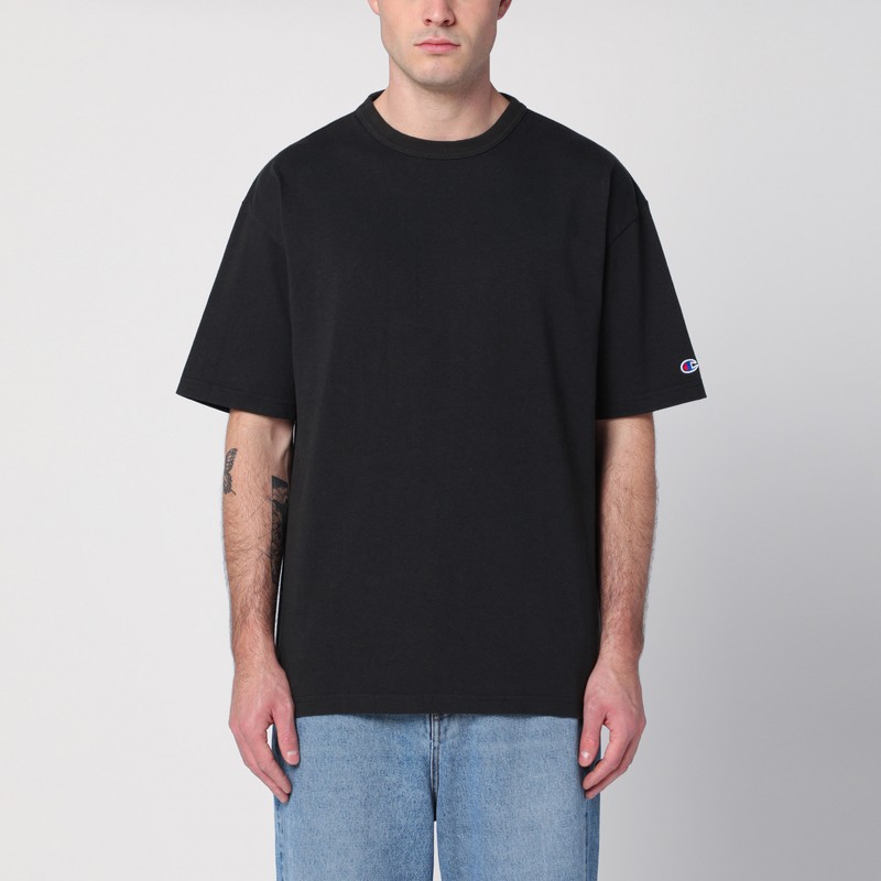 Black cotton crew-neck T-shirt