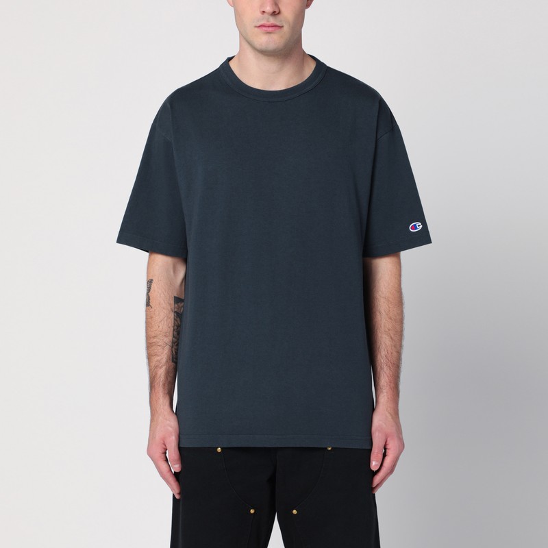 Champion Logo Patch Crewneck T-shirt In Blue