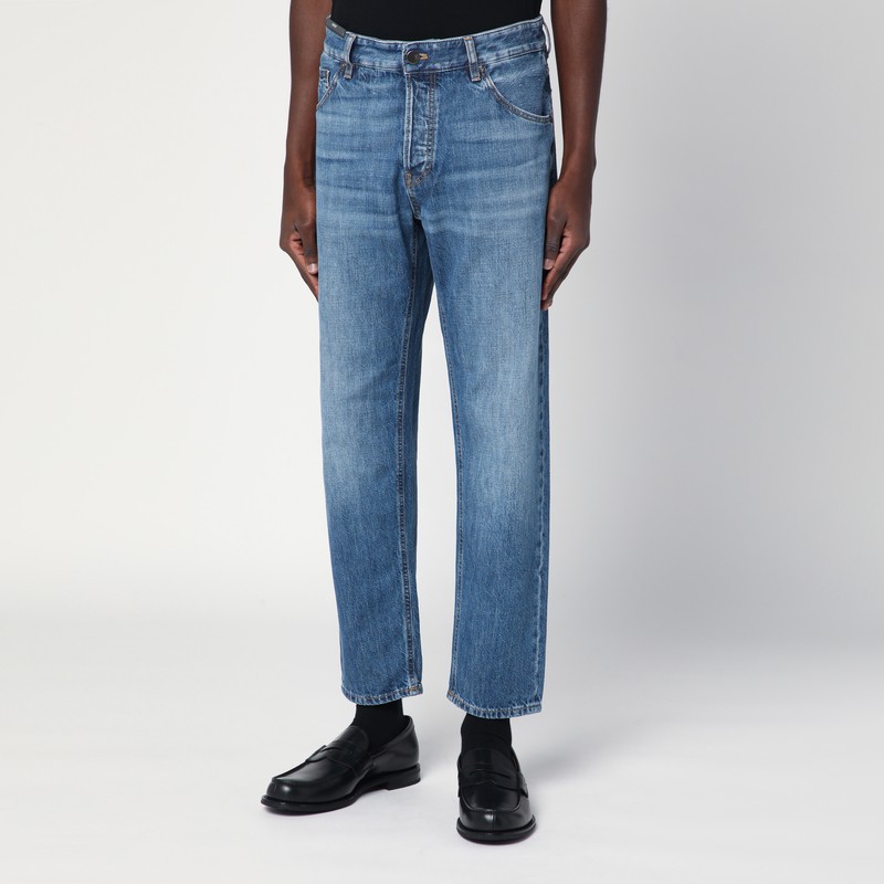 Pt Torino Denim Straight Blue Jeans With Faded Effect In Blue