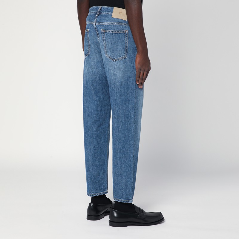 Pt Torino Denim Straight Blue Jeans With Faded Effect In Blue