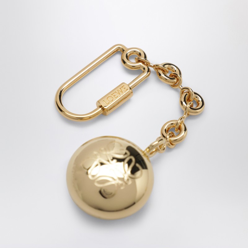 Loewe Pebble Keyring With Gold Anagram Logo In Gold