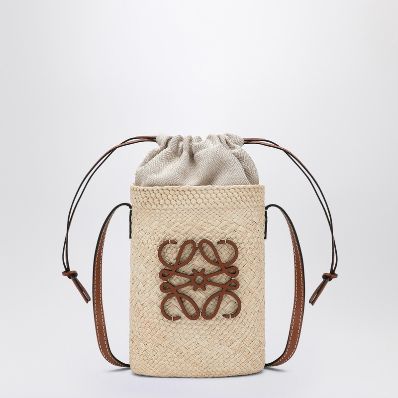 Loewe Square Bag In Iraca Palm And Leather In Sand