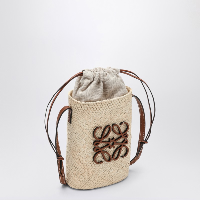 Loewe Square Bag In Iraca Palm And Leather In Sand