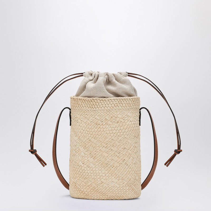 Loewe Square Bag In Iraca Palm And Leather In Sand