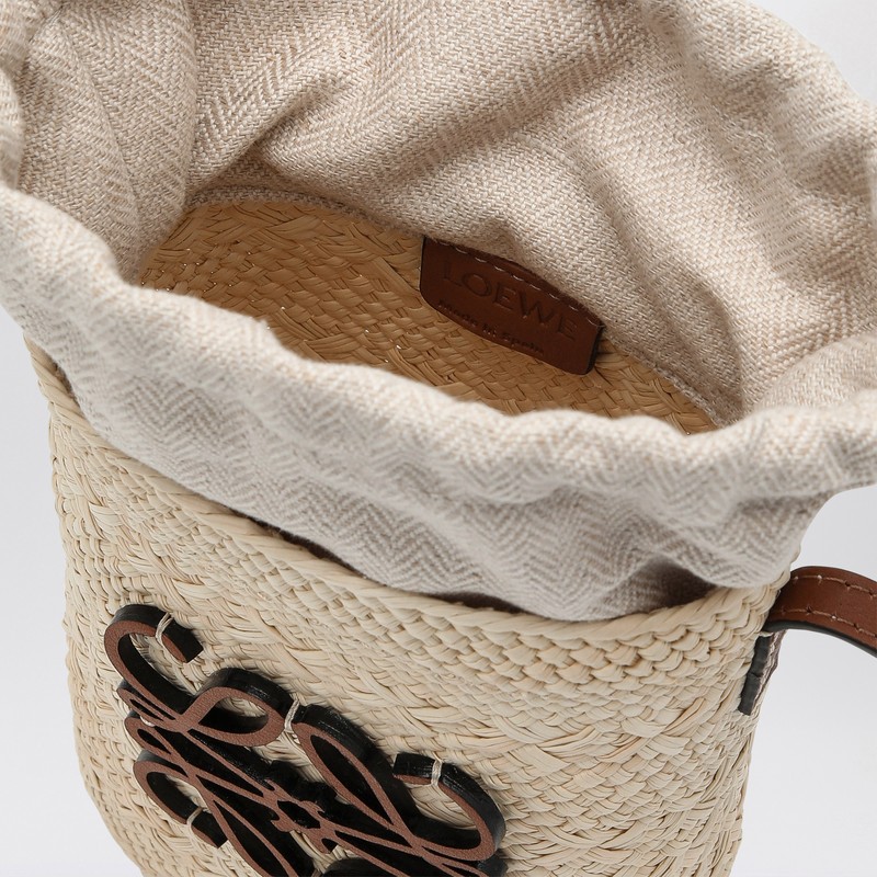 Loewe Square Bag In Iraca Palm And Leather In Sand