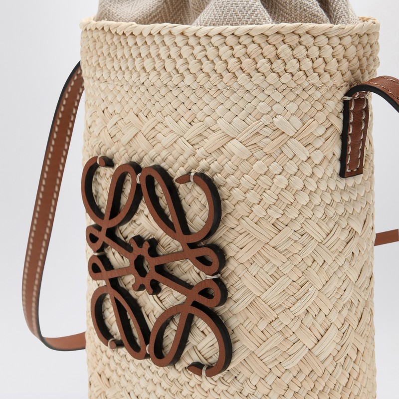 Loewe Square Bag In Iraca Palm And Leather In Sand