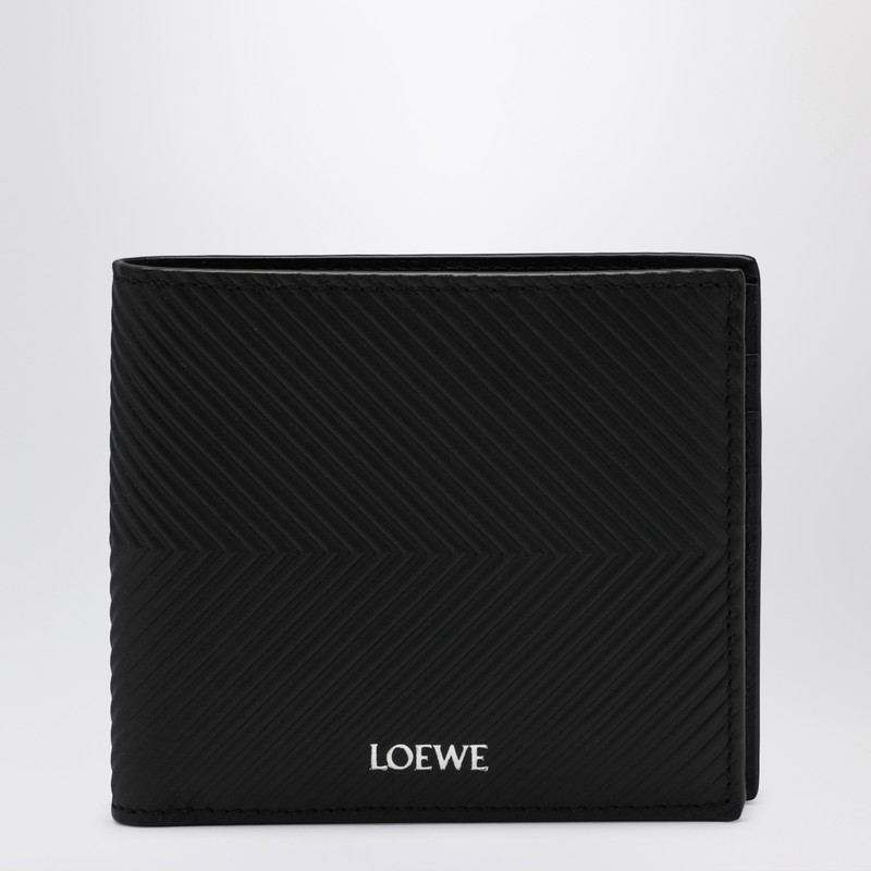 Bifold wallet in textured black calf leather