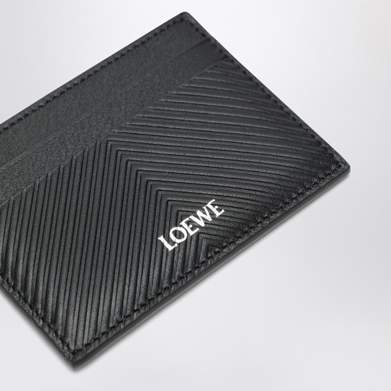 Loewe Black Cardholder With Textured Chevron Motif Men In Black