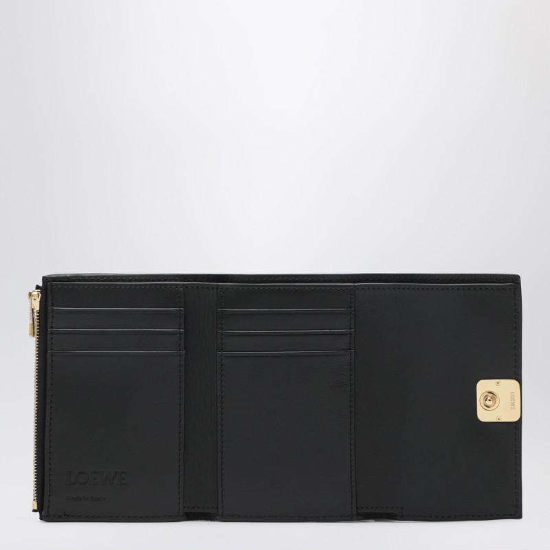 Loewe Small Anagram Wallet In Black Grained Leather In Black