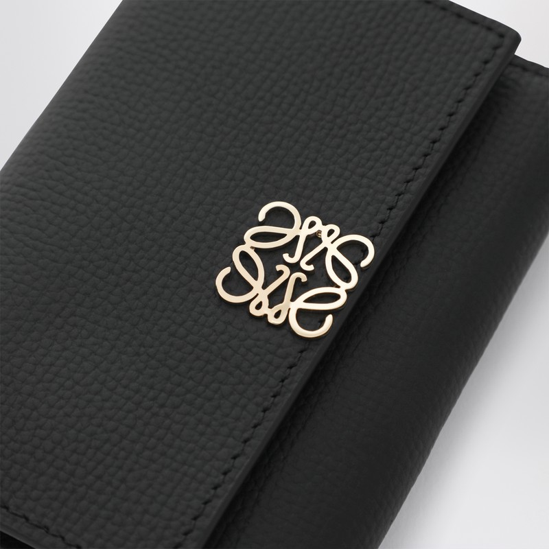 Loewe Small Anagram Wallet In Black Grained Leather In Black