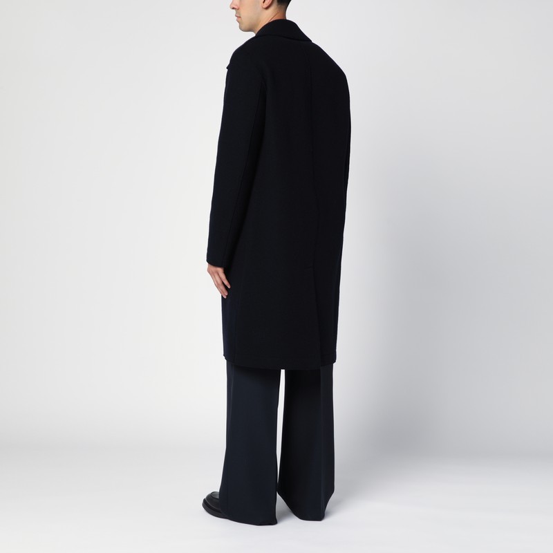 Harris Wharf London Navy Blue Double-breasted Wool Coat In Blue