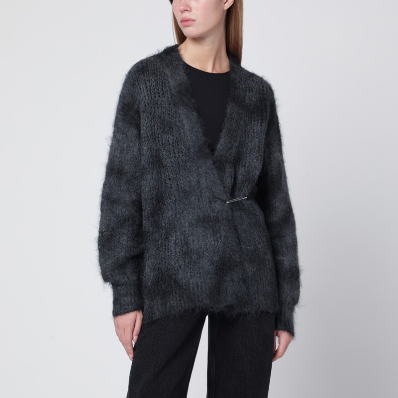 Isabel Marant Mylene Cardigan In Spray-effect Kid Mohair And Wool In Gray