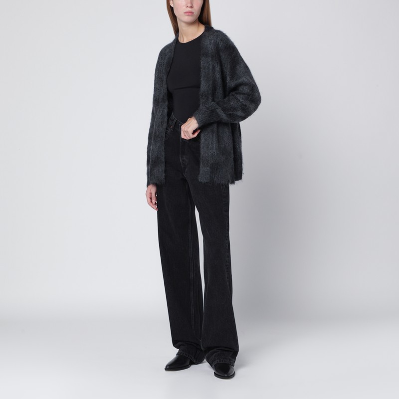 Isabel Marant Mylene Cardigan In Spray-effect Kid Mohair And Wool In Gray