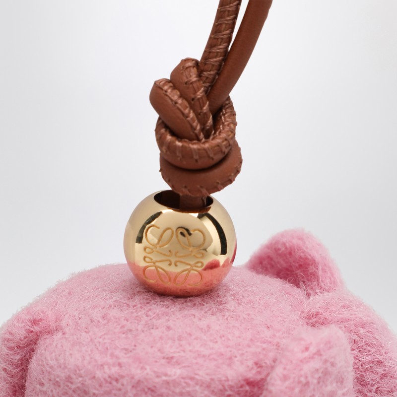 Loewe Elephant Pendant In Felt And Leather In Pink