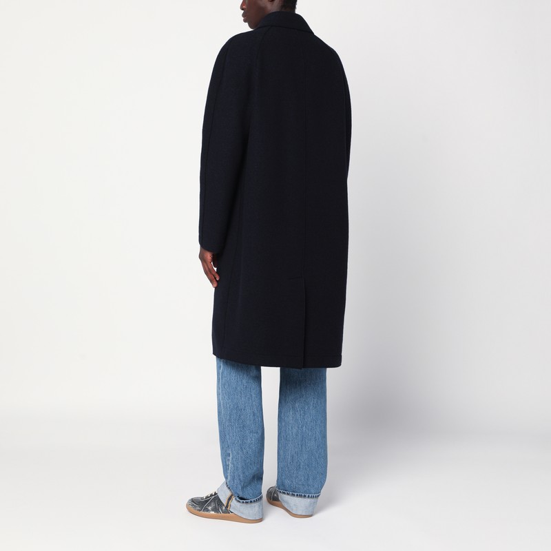 Harris Wharf London Navy Blue Single-breasted Wool Coat In Blue