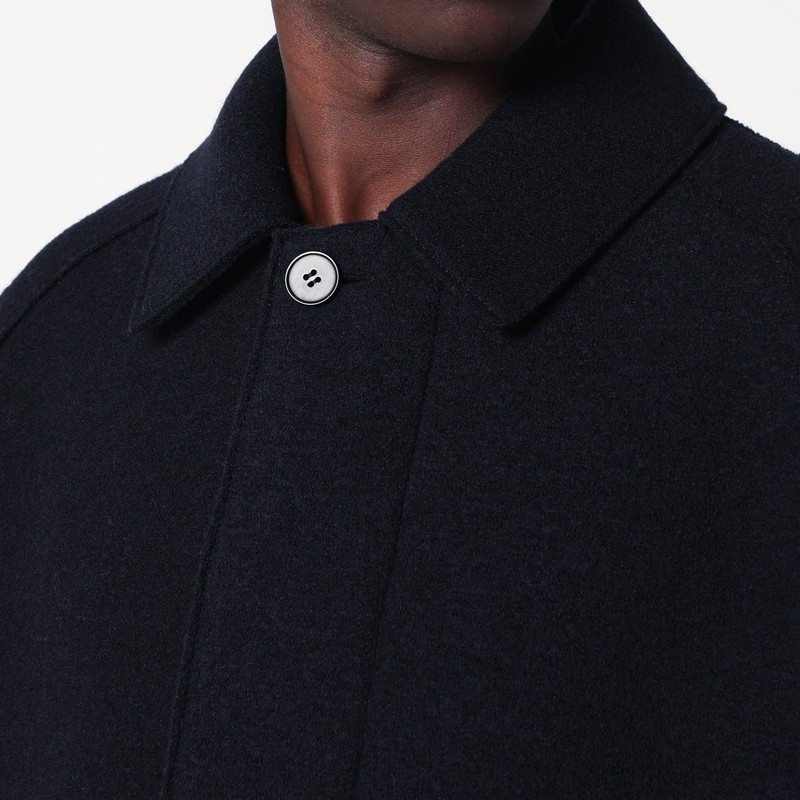 Harris Wharf London Navy Blue Single-breasted Wool Coat In Blue