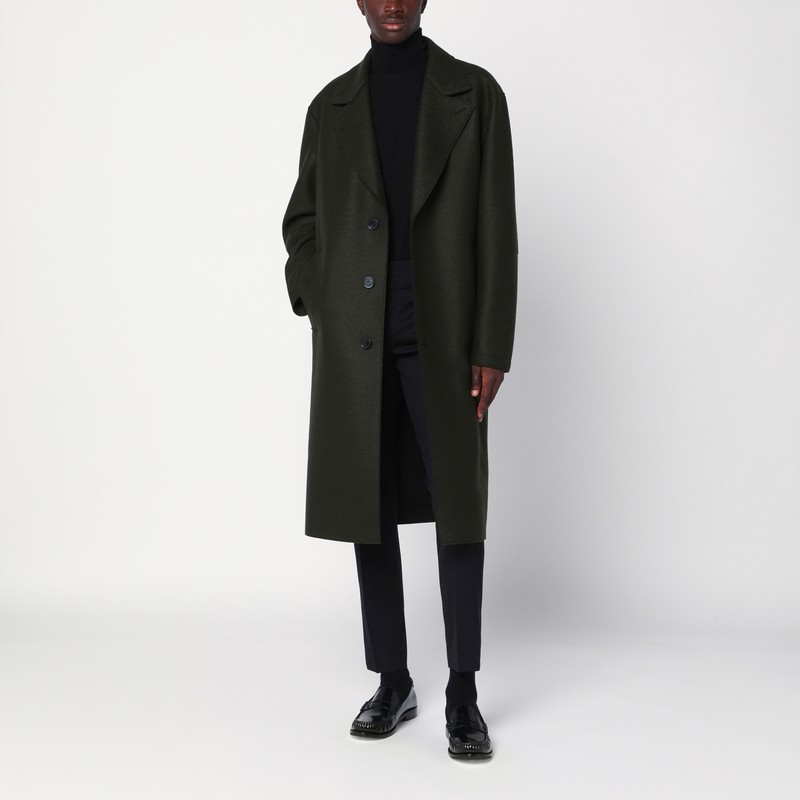 Harris Wharf London Khaki Single-breasted Wool Coat In Green