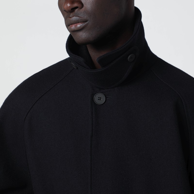 Studio Nicholson Dark Navy Blue Coat In Wool Blend In Blue