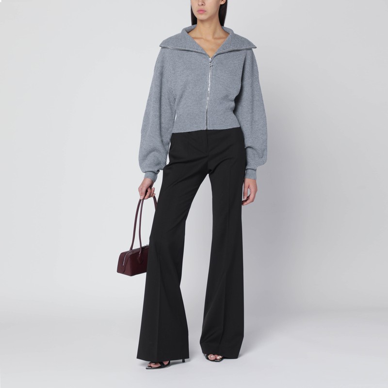 Sportmax Grey Zip-up Cardigan In Wool And Cashmere In Gray