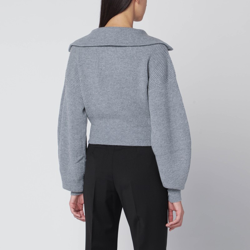 Sportmax Grey Zip-up Cardigan In Wool And Cashmere In Gray