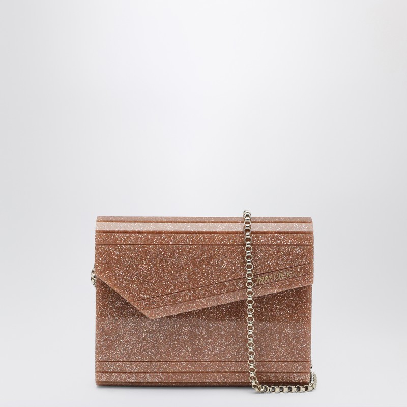 Candy clutch in pink glitter acrylic fabric