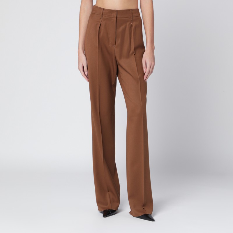 Brown wool gabardine trousers
