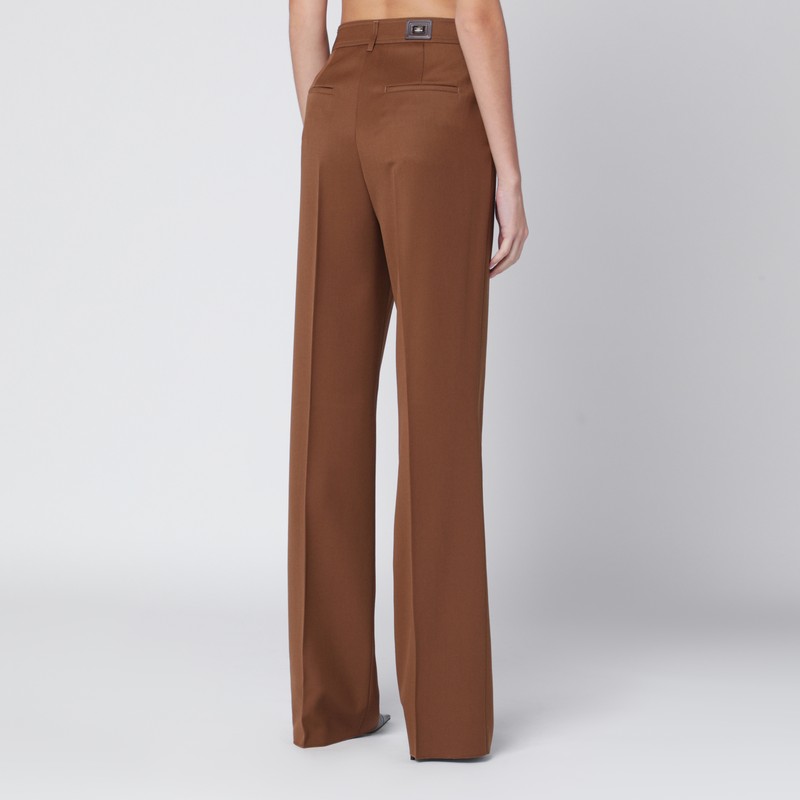 Max Mara Brown Wool Gabardine Trousers In Brown