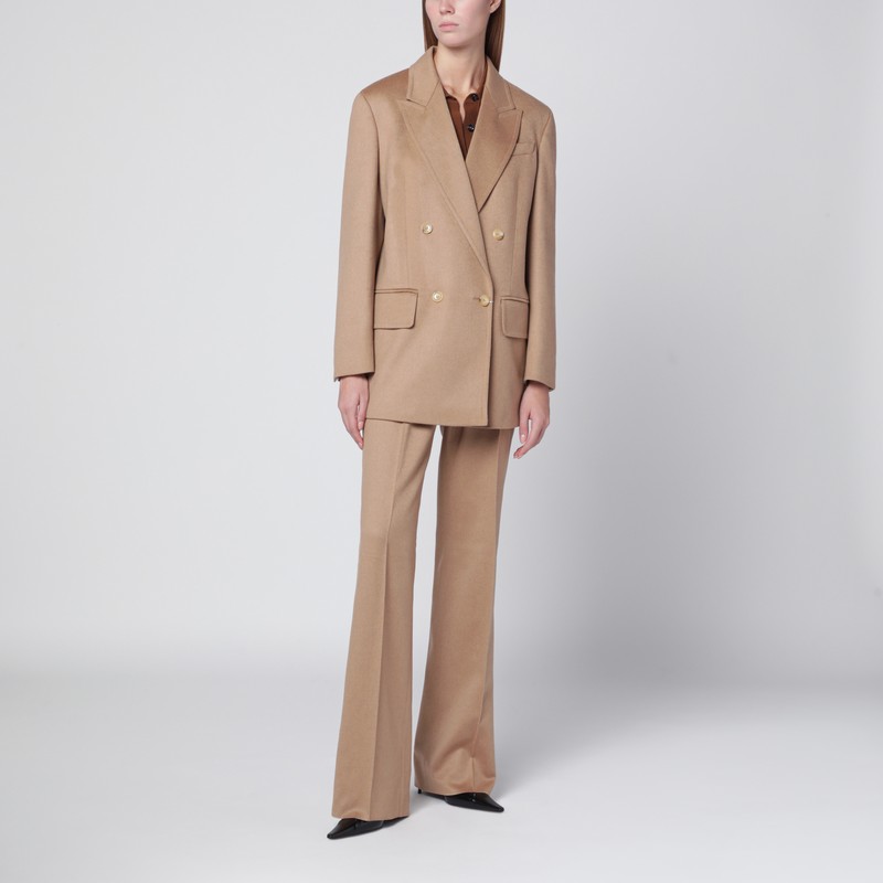 Max Mara Straight Trousers Featuring Pleated Front And Belt Loops In Neutral