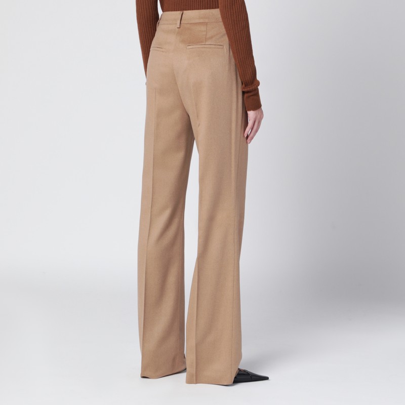 Max Mara Straight Trousers Featuring Pleated Front And Belt Loops In Neutral