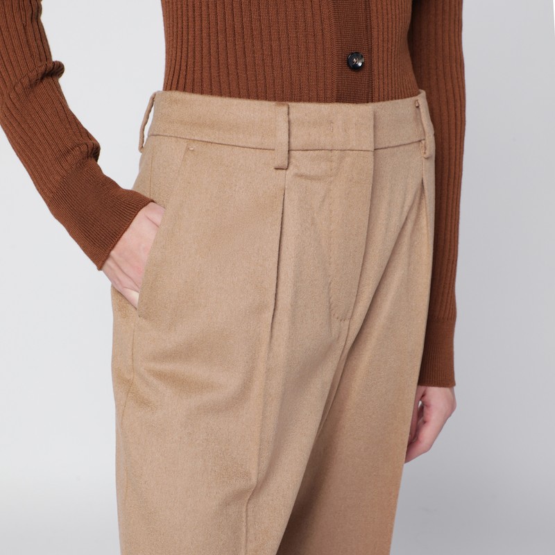 Max Mara Straight Trousers Featuring Pleated Front And Belt Loops In Neutral