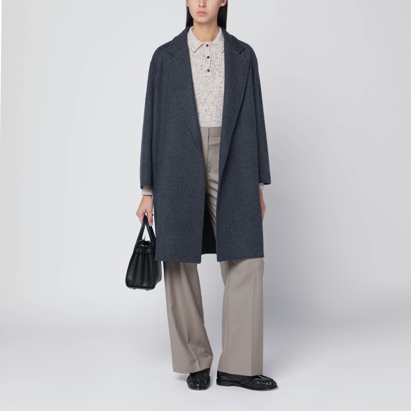 Max Mara Denim-effect Wool Carnia Coat In Blue