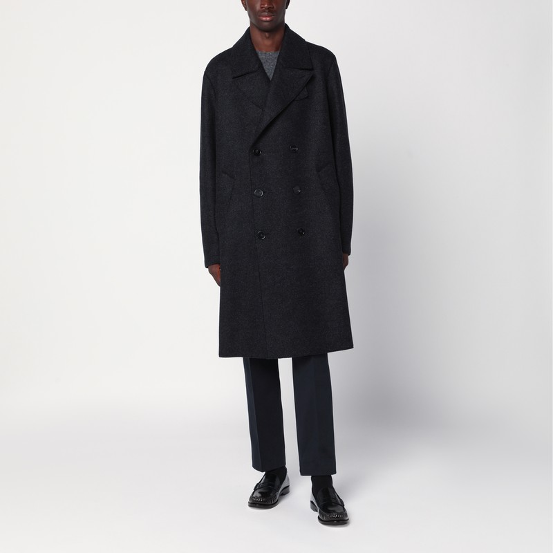 Anthracite grey double-breasted wool coat