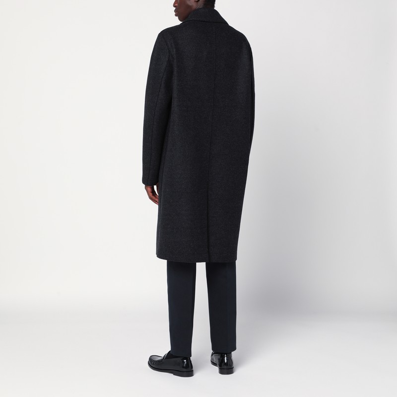 Harris Wharf London Anthracite Grey Double-breasted Wool Coat In Gray