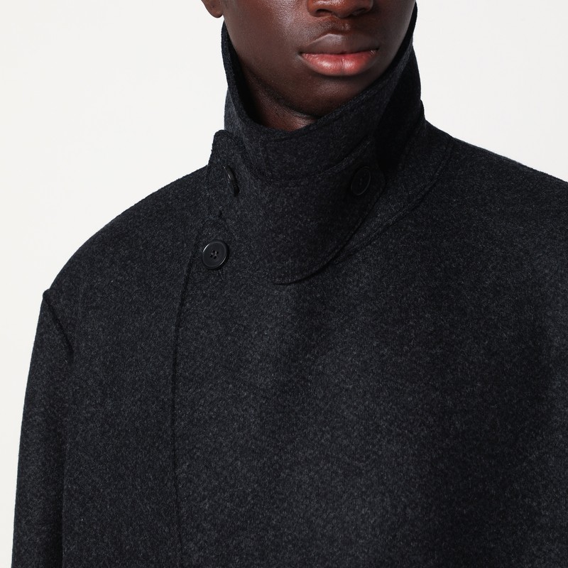 Harris Wharf London Anthracite Grey Double-breasted Wool Coat In Gray