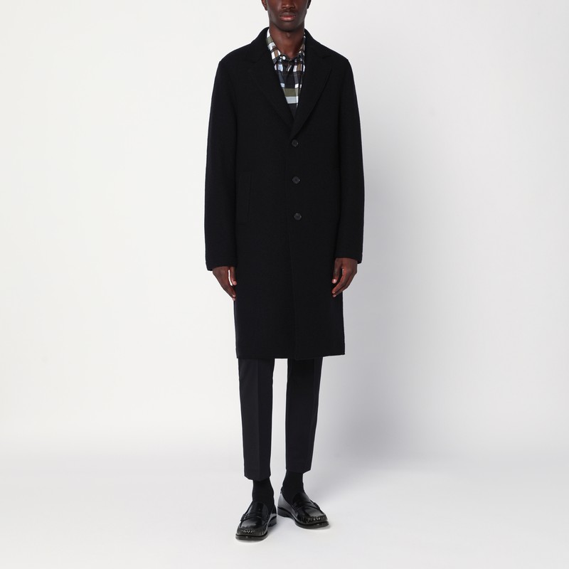 Black single-breasted wool coat