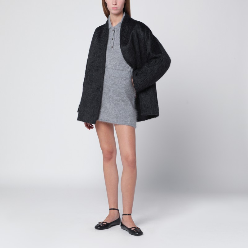 Max Mara Anthracite Cardigan Jacket In Wool And Alpaca In Yellow