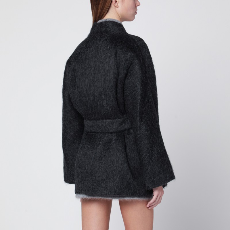 Max Mara Anthracite Cardigan Jacket In Wool And Alpaca In Yellow