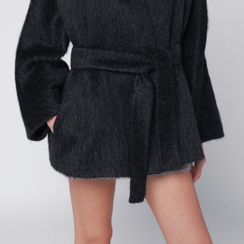 Max Mara Anthracite Cardigan Jacket In Wool And Alpaca In Yellow