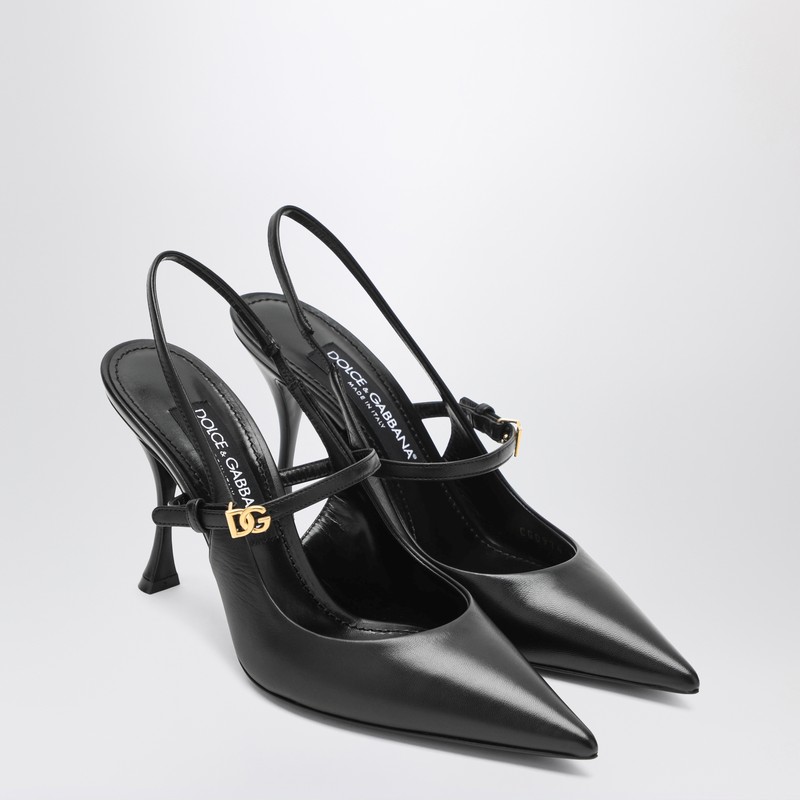 Dolce & Gabbana Black Leather Slingback In Black