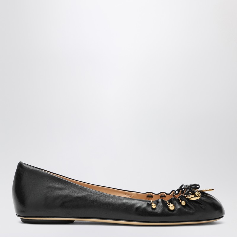 Chloé Bow Ballerinas Gold-tone Embellishments In Black