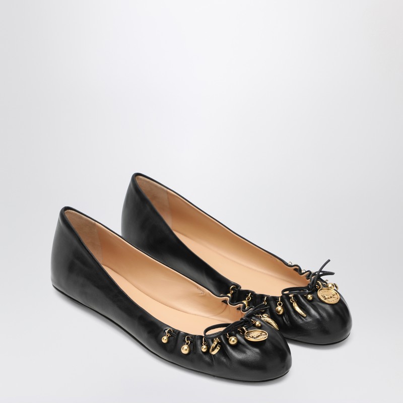 Chloé Bow Ballerinas Gold-tone Embellishments In Black