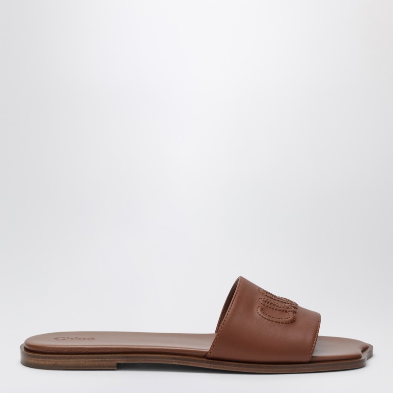 Soleil mules in Ginger Brown leather