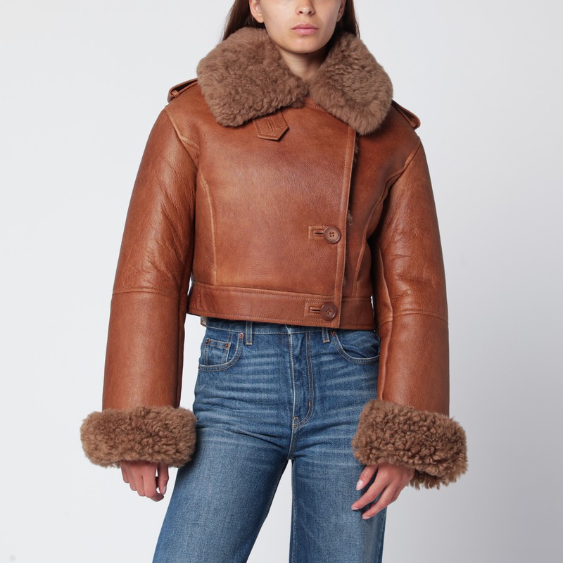 Boxy jacket in sheepskin and shearling