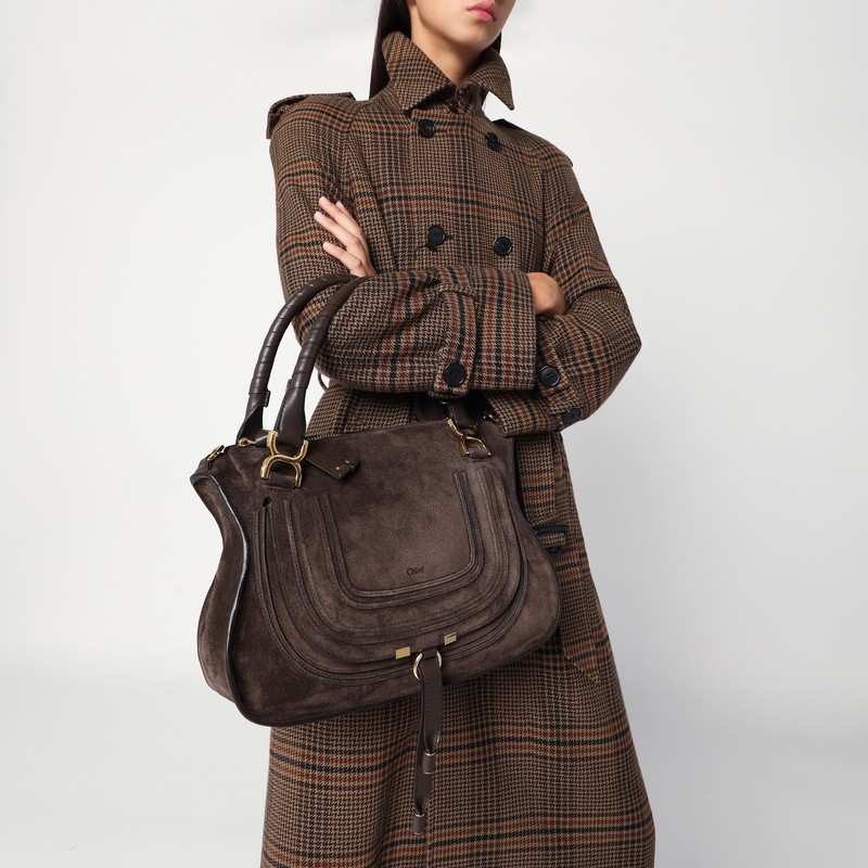 Chloé Brown Suede Leather Handbag In Brown