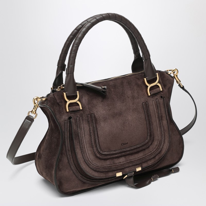 Chloé Brown Suede Leather Handbag In Brown