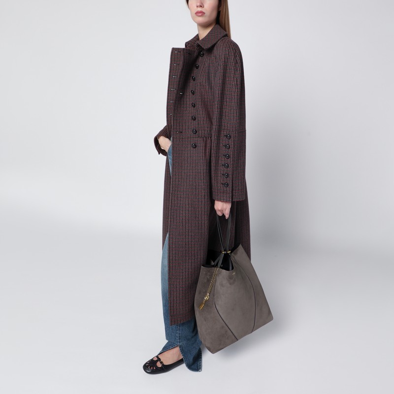 Chloé Large  Spin Tote Bag In Grey Suede In Gray