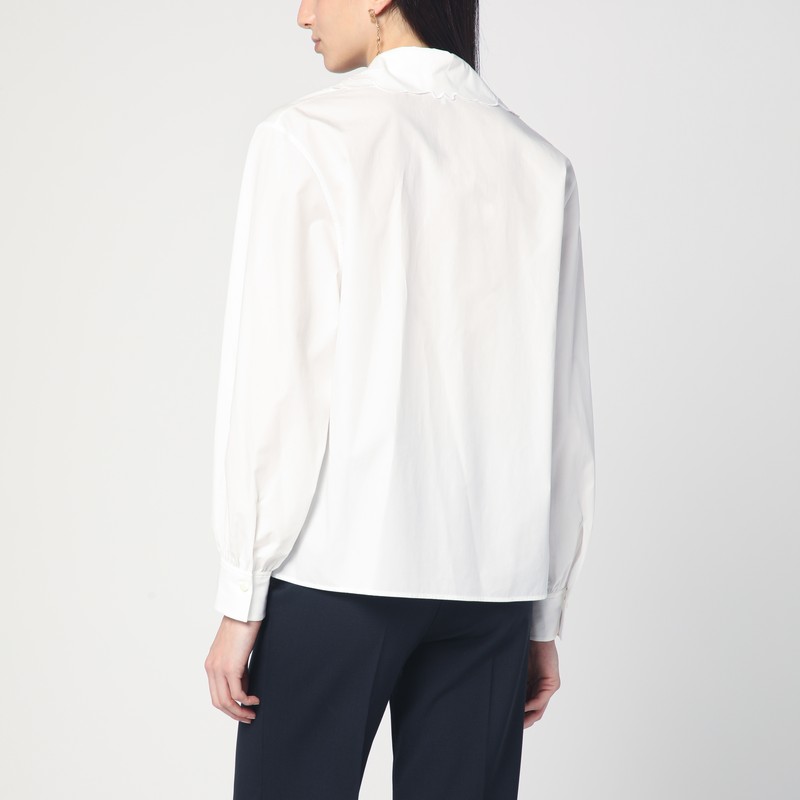 Chloé White Shirt With Embroidered Bow Tie In White