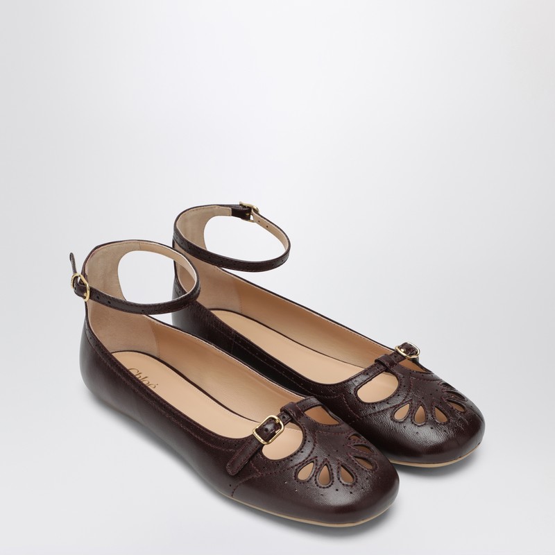 Chloé Burnt Purple Misty Ballerinas In Burgundy